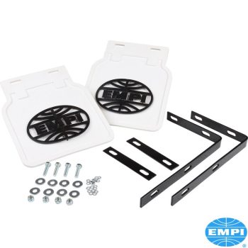   Sárfogó gumi szett, fehér, fekete EMPI logóval, pár, Bogár 12/47-07/67 (kis módosítással 08/67-07/72-hoz is jó)