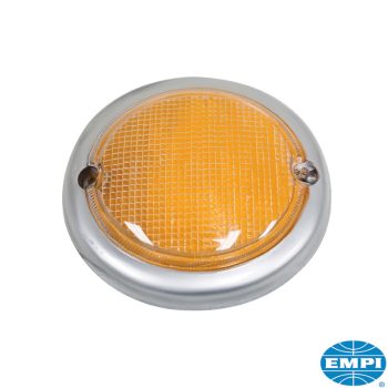   Elsö irányjelzö búra, fehér/narancs, ezüst kerettel, bal, T2 63-67, EMPI