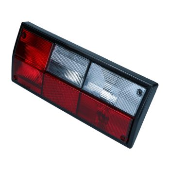   Hátsó lámpatest alaplap nélkül, jobb, piros/fehér, T25 05/79-08/92, tolató és ködlámpával, Hella típusú foglalathoz, E-jeles, 