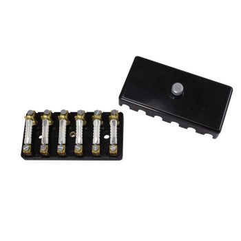   Biztosíték tábla bakelit, 6 db-os, Bogár  -01/54, Busz -06/60