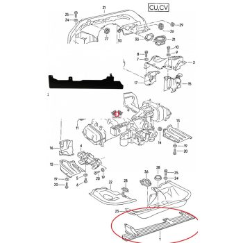   Höterelö lemez kipufogó felett, T25/T3 1.6 (CT) 05/79-03/84, 2.0 (CU/CV) 05/79-04/86