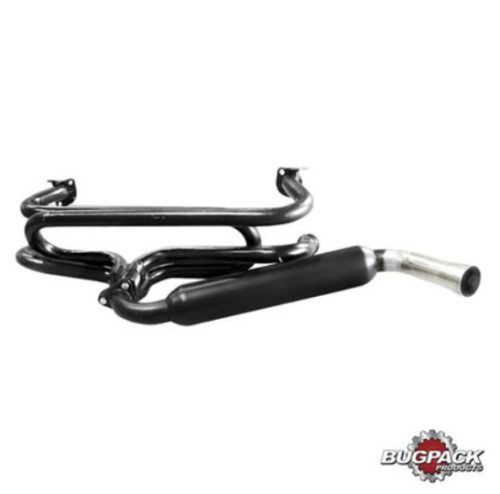 Kipufogórendszer, üvegszállal töltött, egy kipufogócsövel. Fekete festésü acélból készült, krómozott kipufogócsövel.