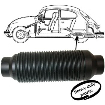   Heater pipe between engine and chassis, plastic, 370mm/50 mm chassis side - 60 mm engine side, Beetle/KG/T2 -07/64, engine 08/64-, left/right