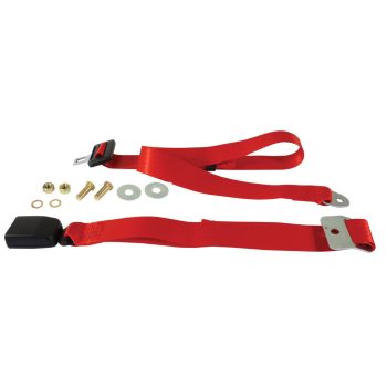Red seat belt set, front-back, right-left, non-automatic
