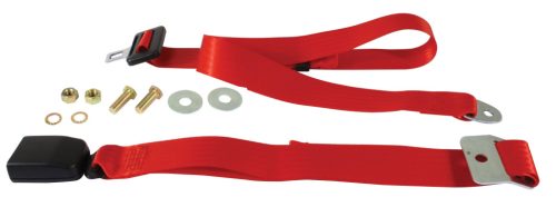 Red seat belt set, front-back, right-left, non-automatic