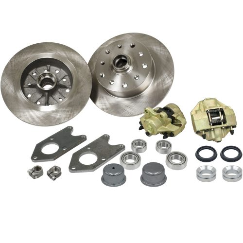 Front disc brake set, double distributor, for suspension with suspension pin, 5x130, Beetle/Karmann Ghia 54-65, EMPI