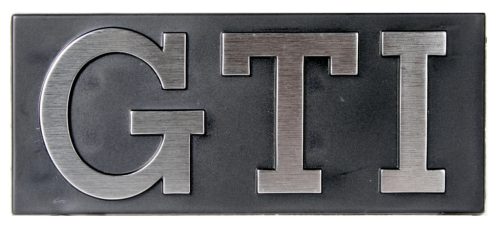Gti plakett, ezüst felirat fekete háttéren, Golf Mk1 (1975-1983), Jetta (1979-1983)