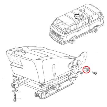   Üléstámla rögzítö persely új, Bogár,T25 79-92, etc. (Golf   Co.)