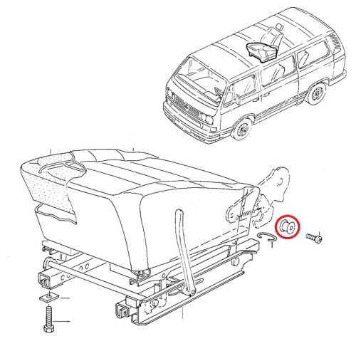 Üléstámla rögzítö persely új, Bogár,T25 79-92, etc. (Golf   Co.)