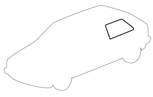 Rear quarter window seal 3-door left: Golf Mk2 (1984-1992), Jetta (1984-1992), Golf Mk2 USA (1985-1992)