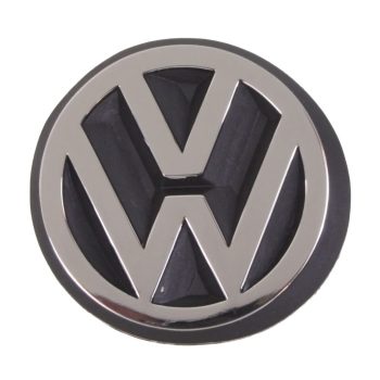   VW emblem, rear, satin silver: Golf Mk2 (1984-1987), Polo Mk1/2 (1982-1994), Scirocco (1981-1992)