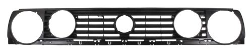Front grille, 5-slat, dual headlights, black, 141mm diameter for central position light: Golf Mk2 (1988-1992)