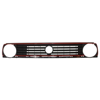   Front grille 5 slats, single headlight, black with red stripe: Golf Mk2 (1988-1992)