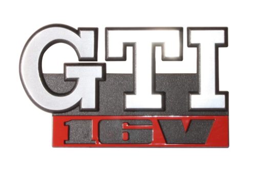 Front grille emblem, GTI 16V chrome and red: Golf Mk2 (1988-1992), Jetta (1988-1992)