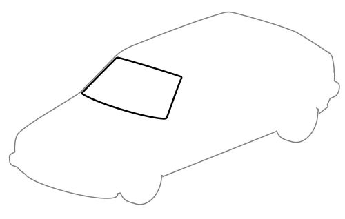 Window seal kit chrome tensioned, 3-door: Golf Mk2 (1984-1992), Golf Mk2 USA (1985-1992)