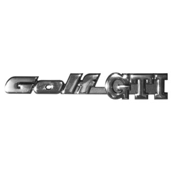  Rear emblem - Golf GTI lettering with chrome text on black background: Golf Mk2 (1984-1987), Golf Mk3 (1992-1998)