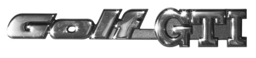 Rear emblem - Golf GTI lettering with chrome text on black background: Golf Mk2 (1984-1987), Golf Mk3 (1992-1998)
