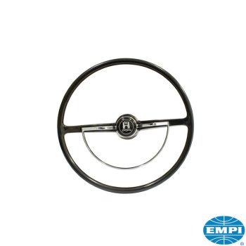   Komány (eredeti) komplett, króm kürtgombbal, fekete, EMPI, Bogár/Karmann Ghia/Typ3 08/61-07/71