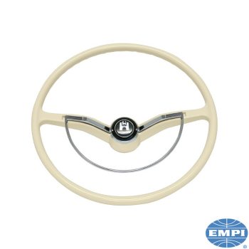   Kormány (eredeti stílus) komplett, króm kürtgombbal, elefántcsontszínü, Bogár/KG/Typ3 08/61-07/71, EMPI