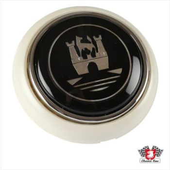   Kormány közepébe kürt gomb, Fehér, (T2) Bogár 56-59 között, Transporter T1   1.2-1.5  08/54töl-07/67-ig 