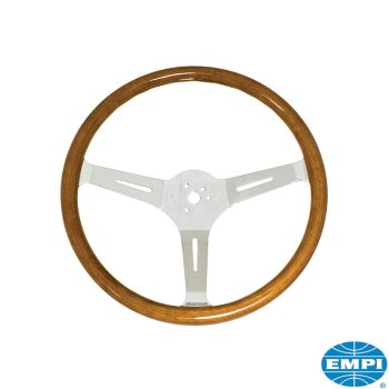   Kormány, króm és Fa 380mm 3 küllös, mély, (hozzá való agy 2735)