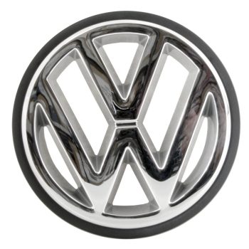   VW emblem, chrome, with black trim, front grille: Golf Mk2 (1987-1992), T4 (1991-2003), Golf Mk3 (1992-1998)