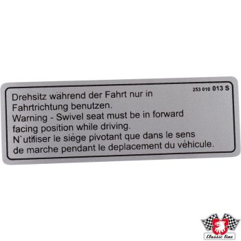   Matrica, Warning - swivel seat, Figyelmeztetés - forgatható ülés