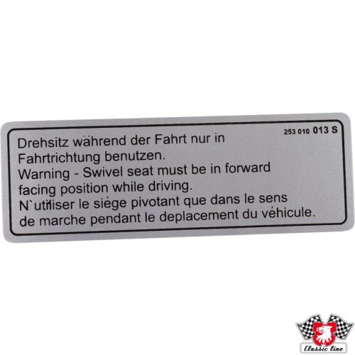 Matrica, Warning - swivel seat, Figyelmeztetés - forgatható ülés