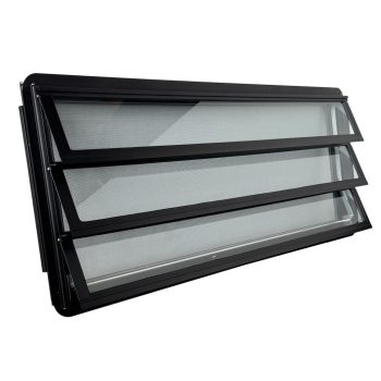   Westfalia oldal ablak, tolóajtóba, fekete, tekerö gomb a jobb oldalon, T25  09/84-07/92