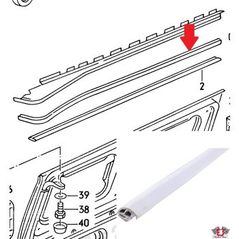 Tolóajtó feletti kéder, fehér, T25/T3 05/79-07/92