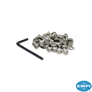   Screw set with washer, 6mm, 34 pcs, for engine cover, stainless steel (ball head Allen screw)