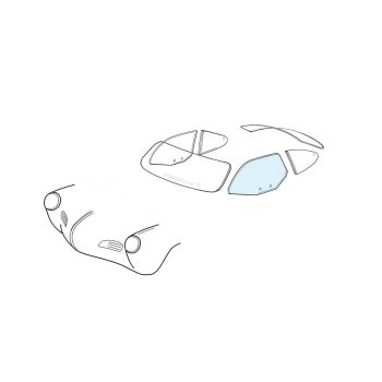   Ajtó ablaküveg, tiszta, bal, Karmann Ghia 55-07/59 között