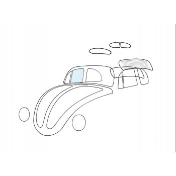Door window, right, T1 from 08/64, for Beetle