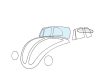 Windshield, 13-1500 convertible Beetle, 1302 08/64-07/72