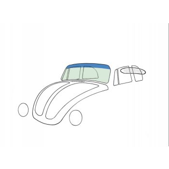   Windshield, green/blue with top stripe, Beetle convertible 1303