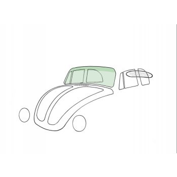   Windshield, green/with green top stripe, convertible Beetle 1303