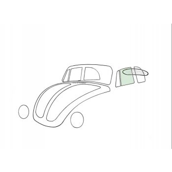 Door window, left, green 1303 Beetle Cabriolet