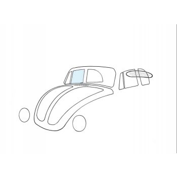 Door window, right, 1303 Beetle convertible