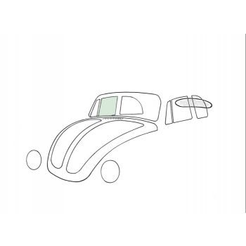   Door window, right, convertible, green 1303 Beetle convertible