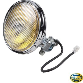   Ködlámpa sárga üveggel, króm, elöl, E jelzéssel, Hella 118