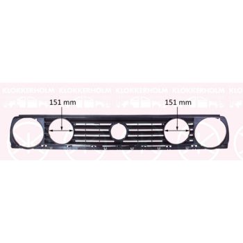    Front grille, Special edition, Black, with 151 mm hole diameter for central position light, Golf Mk2