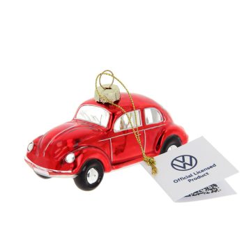 VW Beetle karácsonyfadísz, üveg Classic piros 