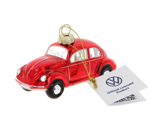 VW Beetle karácsonyfadísz, üveg Classic piros 