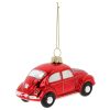VW Beetle karácsonyfadísz, üveg Classic piros 