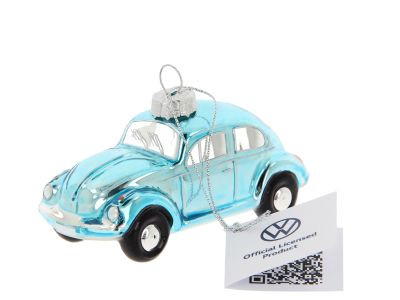 VW Beetle karácsonyfadísz, üveg Classic kék