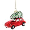 VW Beetle karácsonyfadísz, üveg piros 