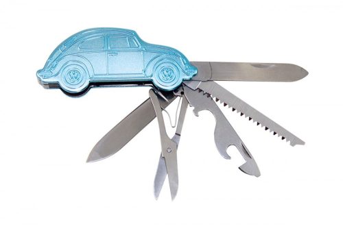 VW Bogár rozsdamentes  3D zsebkés ajándékdobozban - kék