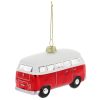 VW T1 busz üveg karácsonyfadísz, piros