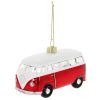VW T1 busz üveg karácsonyfadísz, piros