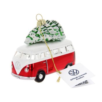 VW T1 busz karácsonyfadísz ,üveg Classic piros